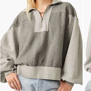 We The Free Two-Tone Gray Women's Zip-Up Sweatshirt